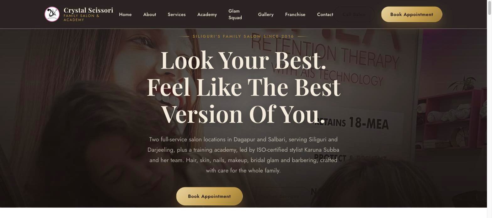 Crystal Scissori homepage screenshot